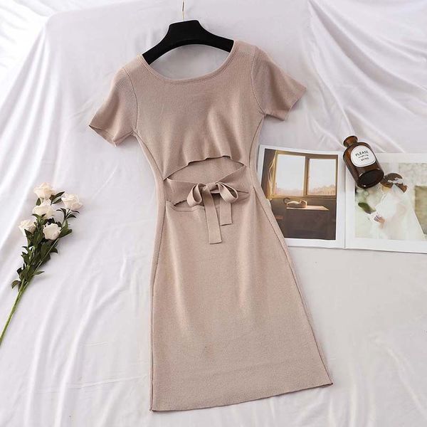 2021 bow hollow out women knitted summer slim short sleeve casual beige/black/red bodycon es female vestidos i2tw, Black;gray
2021 bow hollow out women knitted summer slim short sleeve casual beige/black/red bodycon es female vestidos i2tw, Black;gray
