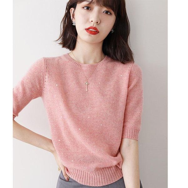 women's t-shirt bling short sleeve t shirt women o-neck knitted loose summer ice-silk solid korean spring womens casual 3-color chic y, White
women's t-shirt bling short sleeve t shirt women o-neck knitted loose summer ice-silk solid korean spring womens casual 3-color chic y, White