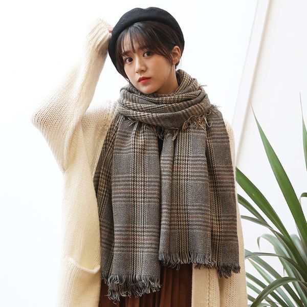 british plaid scarf new cashmere like tassel knitted shawl women's neck in autumn and winter of 2019, Blue;black
british plaid scarf new cashmere like tassel knitted shawl women's neck in autumn and winter of 2019, Blue;black