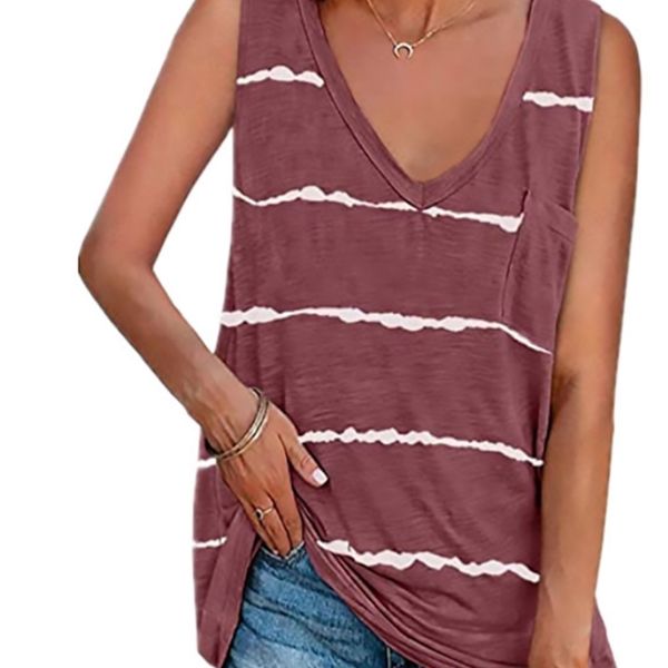 tank vest women's basic striped v-neck sleeveless woman casual printed pocket tee summer famle vests 210705, White
tank vest women's basic striped v-neck sleeveless woman casual printed pocket tee summer famle vests 210705, White