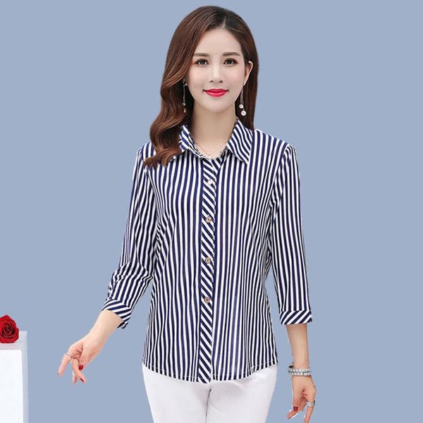 women's blouses & shirts women spring summer style lady casual three quarter sleeve striped printed blusas df2810, White
women's blouses & shirts women spring summer style lady casual three quarter sleeve striped printed blusas df2810, White