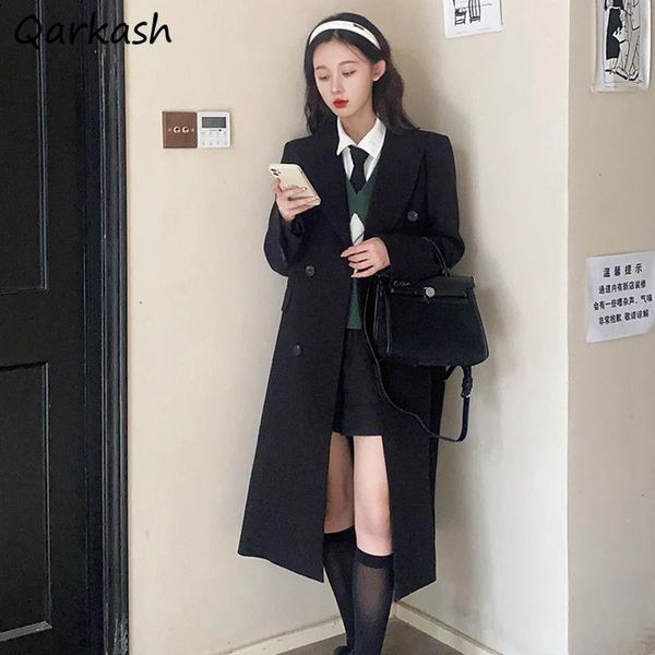 women's trench coats women double breasted black elegant vintage minimalist outwear autumn ladies all-match fashion classic college fem, Tan;black
women's trench coats women double breasted black elegant vintage minimalist outwear autumn ladies all-match fashion classic college fem, Tan;black