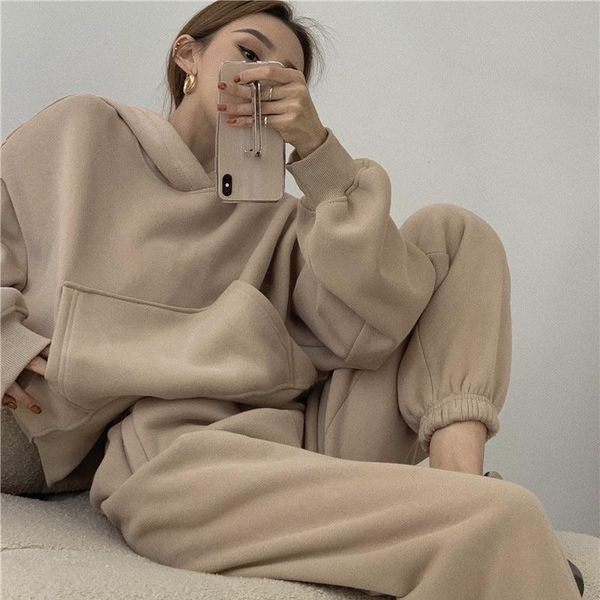 women's tracksuit oversized sportswear hoodie pocket sweatshirt female 2021 spring casual two piece set woman long pants suit, White
women's tracksuit oversized sportswear hoodie pocket sweatshirt female 2021 spring casual two piece set woman long pants suit, White