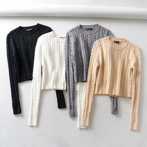 autumn women french knitting twist striped line o neck crop sweater vintage short pullover knitwear long sleeve jumper, White;black
autumn women french knitting twist striped line o neck crop sweater vintage short pullover knitwear long sleeve jumper, White;black