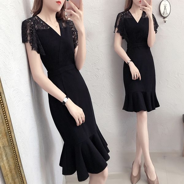 spring and new fashion v-neck fishtail dress flounded feminine summer lace couture dressed in short sleeves h5zy, Black;gray
spring and new fashion v-neck fishtail dress flounded feminine summer lace couture dressed in short sleeves h5zy, Black;gray
