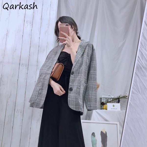 women's suits & blazers womens spring notched plaid single breasted loose outerwear feminine chic vintage all-match korean style daily, White;black
women's suits & blazers womens spring notched plaid single breasted loose outerwear feminine chic vintage all-match korean style daily, White;black