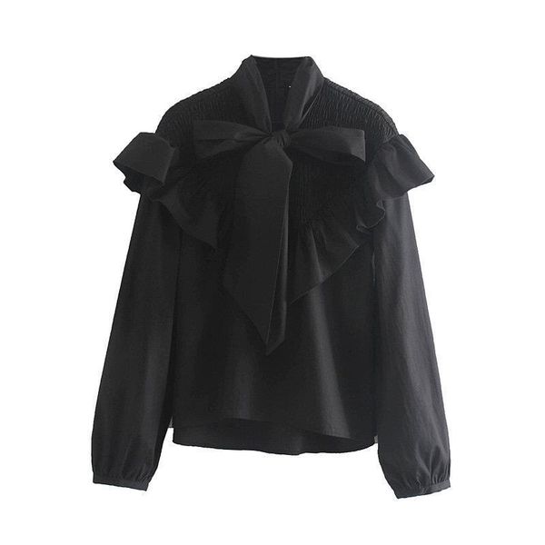 women high street bow collar cascading ruffles casual smock blouse shirts women lantern sleeve elastic black blusas ls4148, White
women high street bow collar cascading ruffles casual smock blouse shirts women lantern sleeve elastic black blusas ls4148, White