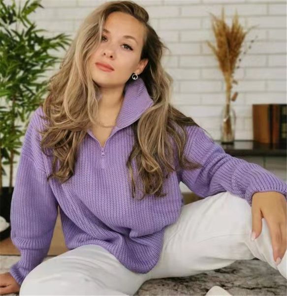 autumn winter thickening knitted sweater women casual zipper polo collar loose knitted pullovers female white jumper 2022, White;black
autumn winter thickening knitted sweater women casual zipper polo collar loose knitted pullovers female white jumper 2022, White;black