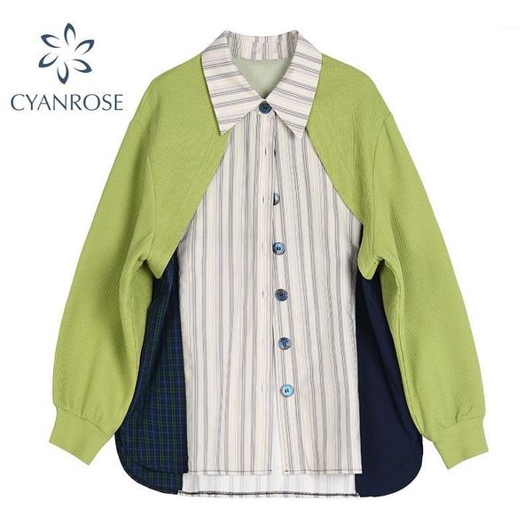 spring oversized blouse women long sleeve design shirt streetwear patchwork turn down collar fashion female blusas, White
spring oversized blouse women long sleeve design shirt streetwear patchwork turn down collar fashion female blusas, White