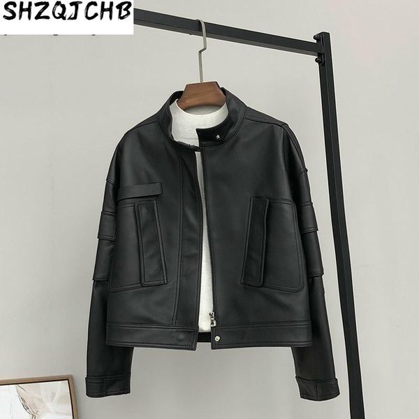 women's leather & faux jchb 2021 real jacket women 100% sheepskin coat short fashion spring autumn pockets cuero genuino 8602 p, Black
women's leather & faux jchb 2021 real jacket women 100% sheepskin coat short fashion spring autumn pockets cuero genuino 8602 p, Black