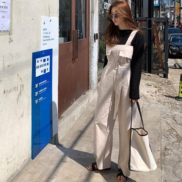 johnature new korean sleeveless strap jumpsuits 2021 spring loose simple bandage ankle-length women bodysuits(only pant, Black;white
johnature new korean sleeveless strap jumpsuits 2021 spring loose simple bandage ankle-length women bodysuits(only pant, Black;white