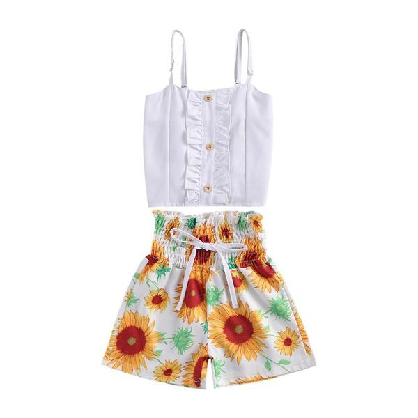 1-6t kids baby girls fashion 2-piece outfit set sleeveless and sunflower print shorts set summer holiday, White
1-6t kids baby girls fashion 2-piece outfit set sleeveless and sunflower print shorts set summer holiday, White