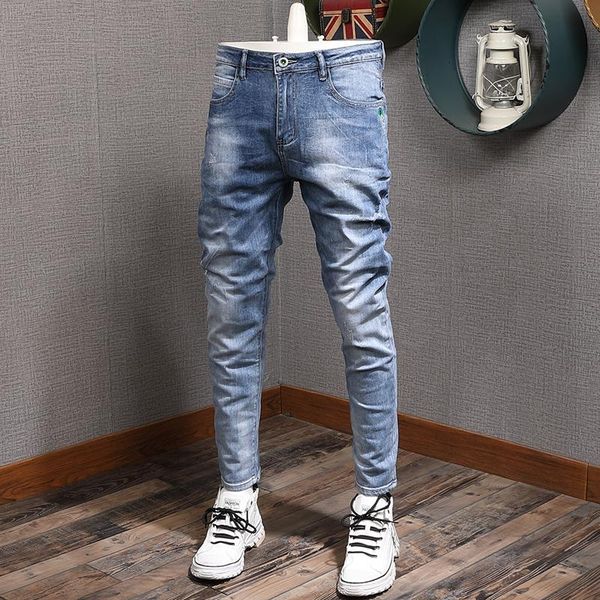 men's jeans summer men blue casual regular fit pencil pants small embroidery lightweight denim trousers
men's jeans summer men blue casual regular fit pencil pants small embroidery lightweight denim trousers