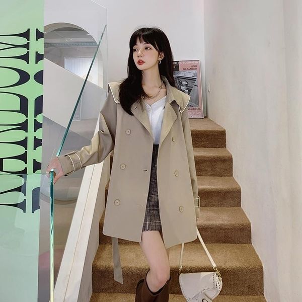 women's trench coats main push shawl detachable sailor collar short coat, Tan;black
women's trench coats main push shawl detachable sailor collar short coat, Tan;black