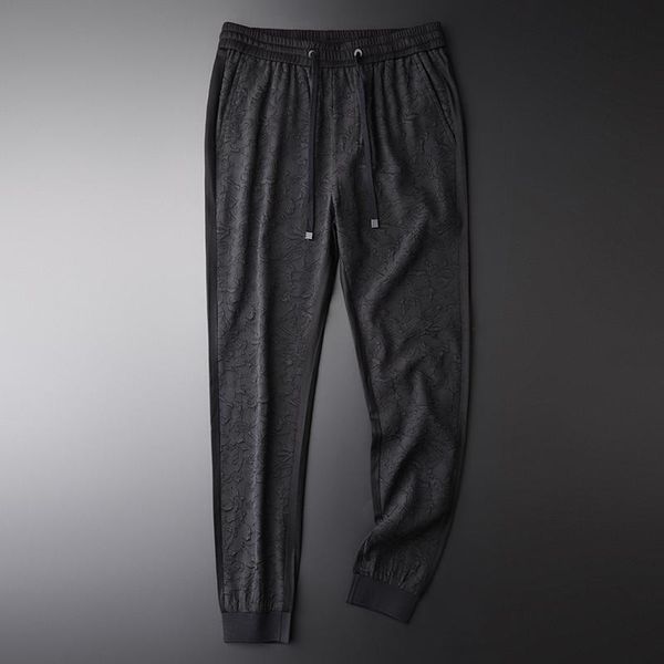 men's pants black men luxury front back splice design stretch harem summer elastic waist casual trousers