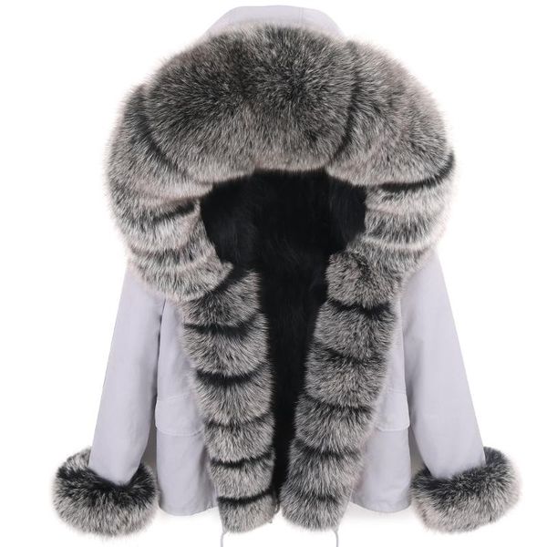women's fur & faux short parka real coat winter jacket women natural coats with placket outerwear streetwear casual oversize, Black
women's fur & faux short parka real coat winter jacket women natural coats with placket outerwear streetwear casual oversize, Black