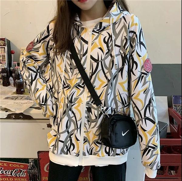 women's hoodies & sweatshirts fashion thorn print long sleeved jacket for women loose casual zipper pocket hoodie couple coat, Black
women's hoodies & sweatshirts fashion thorn print long sleeved jacket for women loose casual zipper pocket hoodie couple coat, Black