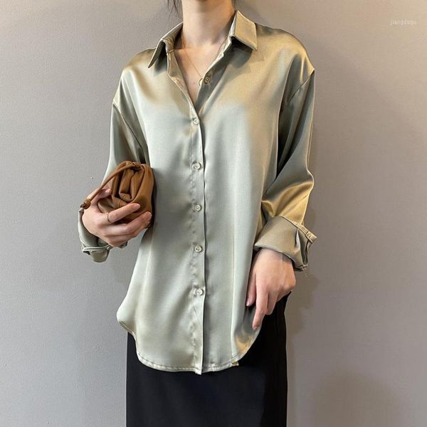 women's blouses & shirts 2021 casual women blouse long sleeve button vintage loose solid soft blusas femme high street, White
women's blouses & shirts 2021 casual women blouse long sleeve button vintage loose solid soft blusas femme high street, White
