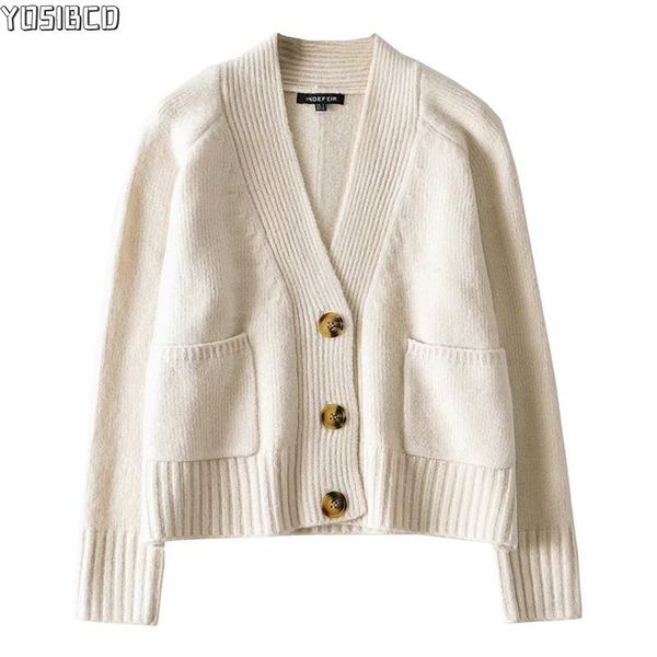 yosibcd women 2021 fashion with pockets loose knitted cardigan sweater vintage v long sleeve female outerwear chic, White
yosibcd women 2021 fashion with pockets loose knitted cardigan sweater vintage v long sleeve female outerwear chic, White