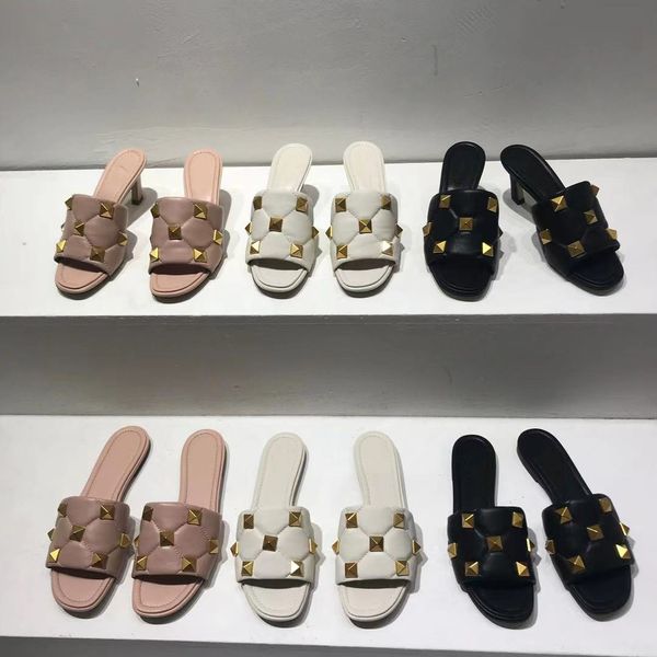 designer roman stud slide sandal women 65mm high heels nappa rivet flat slippers ladies wedding summer shoes big size with box 269, Black
designer roman stud slide sandal women 65mm high heels nappa rivet flat slippers ladies wedding summer shoes big size with box 269, Black