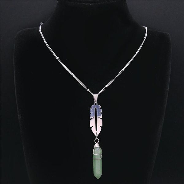 pendant necklaces bohemia feather stainless steel necklace green silver color divination hexagonal prism jewelry collares nxh112s04
pendant necklaces bohemia feather stainless steel necklace green silver color divination hexagonal prism jewelry collares nxh112s04