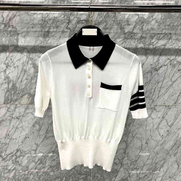 women's sweaters tb browin women polo shirt ice dog jacquard turn down collar summer short sleeve slim korean design soft 3d66, White;black
women's sweaters tb browin women polo shirt ice dog jacquard turn down collar summer short sleeve slim korean design soft 3d66, White;black