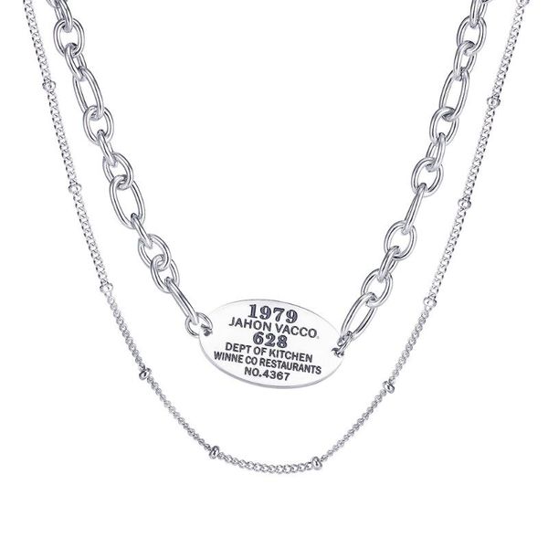 chokers firebros 2021 silver color stainless steel letter tag pendant paired chain layered necklace choker collar women kpop jewelry, Golden;silver
chokers firebros 2021 silver color stainless steel letter tag pendant paired chain layered necklace choker collar women kpop jewelry, Golden;silver