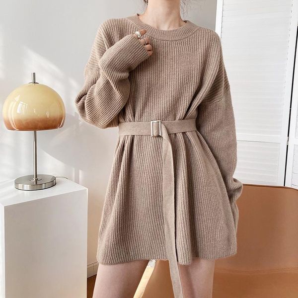 casual dresses autumn winter thicken women knitted sweater dress o neck long sleeve solid color straight high waist mini with belt 2021, Black;gray
casual dresses autumn winter thicken women knitted sweater dress o neck long sleeve solid color straight high waist mini with belt 2021, Black;gray