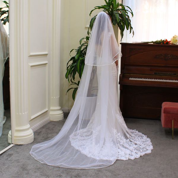 v690 graceful cathedral marriage bridal veil fine ribbon edge two-layer plain tulle long train blusher white wedding bride headpiece, Black
v690 graceful cathedral marriage bridal veil fine ribbon edge two-layer plain tulle long train blusher white wedding bride headpiece, Black