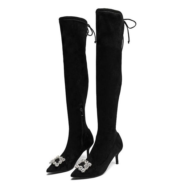 boots sock women over knee botas metal decoration ladies shoes crystal bottine femme fashion zipper zapatos mujer, Black
boots sock women over knee botas metal decoration ladies shoes crystal bottine femme fashion zipper zapatos mujer, Black