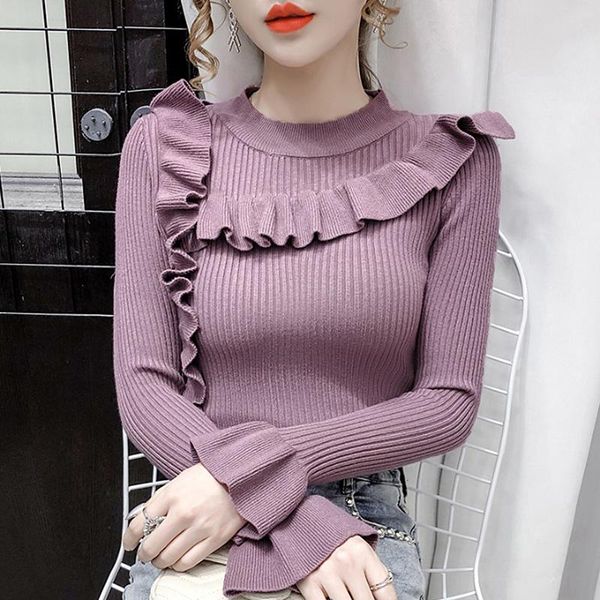 korean ruffles sweater o neck flare sleeve slim warm knitted sweater women spring winter clothes pull femme hiver, White;black
korean ruffles sweater o neck flare sleeve slim warm knitted sweater women spring winter clothes pull femme hiver, White;black