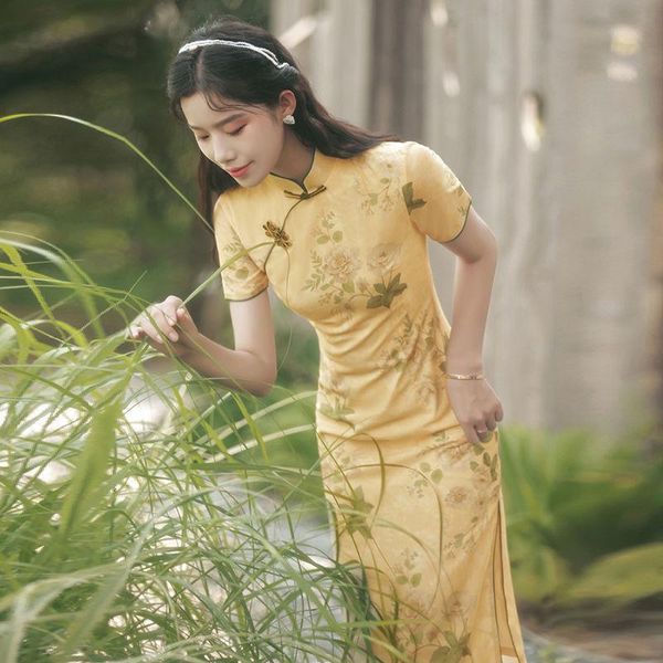 ethnic clothing improved cheongsam high split girl young ladies elegant simple vintage chinese style dress female summer mid-length, Red
ethnic clothing improved cheongsam high split girl young ladies elegant simple vintage chinese style dress female summer mid-length, Red