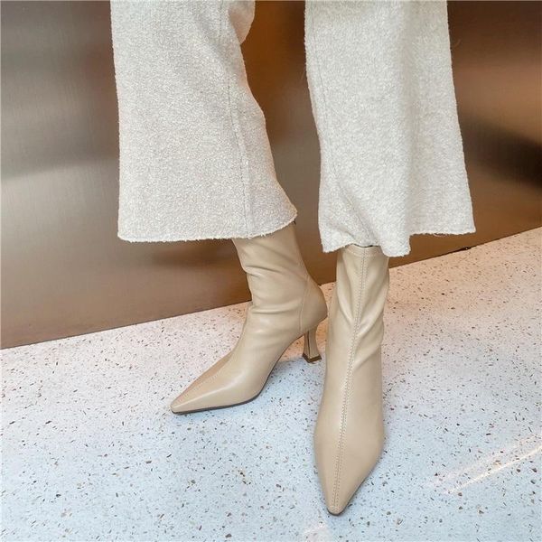 boots european style stretch fabric women's shoes straight high stiletto heel nightclub party pleated solid ankle pointed toe, Black
boots european style stretch fabric women's shoes straight high stiletto heel nightclub party pleated solid ankle pointed toe, Black