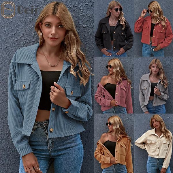 women's jackets oein women corduroy regular long sleeves lapel bf style jacket fall winter elegant solid color loose casual short, Black;brown
women's jackets oein women corduroy regular long sleeves lapel bf style jacket fall winter elegant solid color loose casual short, Black;brown
