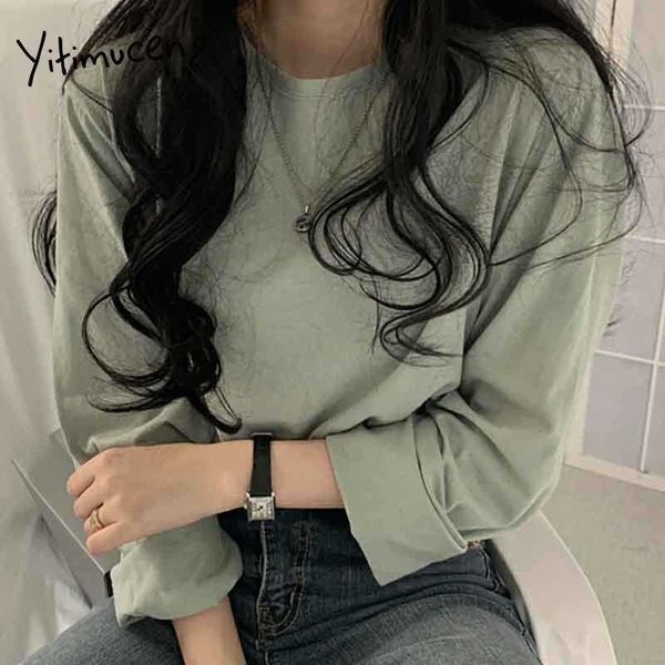 yitimuceng white t shirts woman plus size oversized tees long sleeve unicolor black spring summer fashion tshirts 210601
yitimuceng white t shirts woman plus size oversized tees long sleeve unicolor black spring summer fashion tshirts 210601