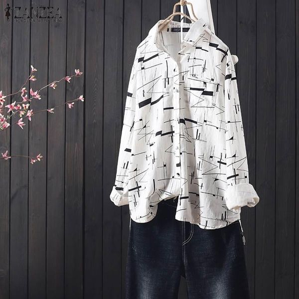 women's blouses & shirts 5xl zanzea women printed shirt fashion lapel neck long sleeve blouse spring buttons down female work blusas t, White
women's blouses & shirts 5xl zanzea women printed shirt fashion lapel neck long sleeve blouse spring buttons down female work blusas t, White