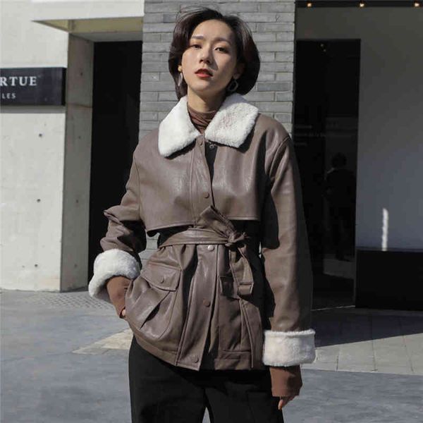 women's fur & faux lmq new women thick pu leather warm soft suede lambs wool belt coats leisure jackets zipper streetwear outwear, Black
women's fur & faux lmq new women thick pu leather warm soft suede lambs wool belt coats leisure jackets zipper streetwear outwear, Black
