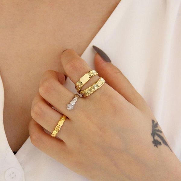 cluster rings snake bone chain weaved gold ring double layered crossed geometric women vintage minimalist ins fashion, Golden;silver
cluster rings snake bone chain weaved gold ring double layered crossed geometric women vintage minimalist ins fashion, Golden;silver