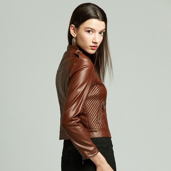 women's leather & faux 6 colors autumn winter jacket stand collar streetwear slim outwear false motorcycle female, Black
women's leather & faux 6 colors autumn winter jacket stand collar streetwear slim outwear false motorcycle female, Black