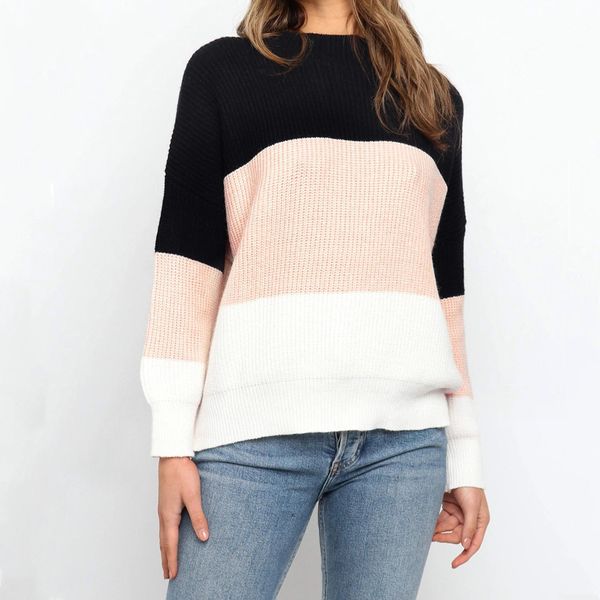 2021 new women autumn winter casual loose sweater fashion color matching design o-neck long sleeve patchwork pullover knitted ladies i8, White;black
2021 new women autumn winter casual loose sweater fashion color matching design o-neck long sleeve patchwork pullover knitted ladies i8, White;black