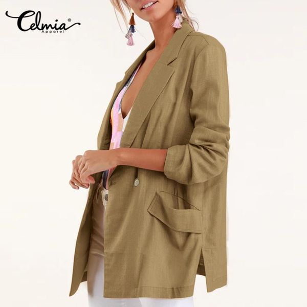 women's suits & blazers 2021 celmia women fashion autumn blazer vintage linen coats female long sleeve formal suit suir casual solid wo, White;black
women's suits & blazers 2021 celmia women fashion autumn blazer vintage linen coats female long sleeve formal suit suir casual solid wo, White;black