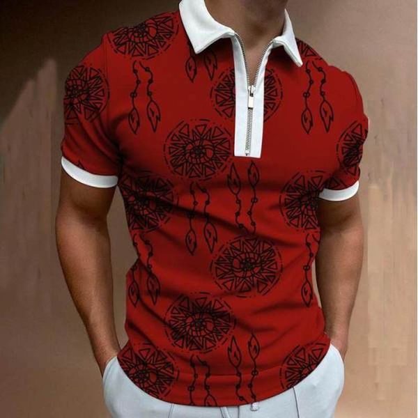 red men's zipper polo shirt, comfortable, breathable, fashionable and cool daily business trip work party, White;black
red men's zipper polo shirt, comfortable, breathable, fashionable and cool daily business trip work party, White;black