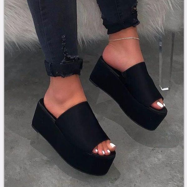 sandals summer wedges slippers platform high heels women slipper ladies outside shoes basic wedge flip flop, Black
sandals summer wedges slippers platform high heels women slipper ladies outside shoes basic wedge flip flop, Black