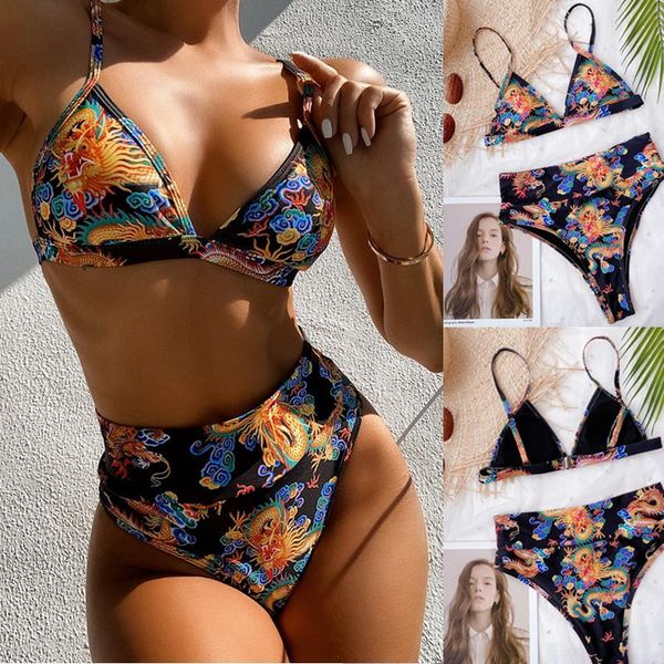 women's swimwear itranyee bikinis set swimsuits dragon print high waist push up tankini bather bathing beachwear, White;black
women's swimwear itranyee bikinis set swimsuits dragon print high waist push up tankini bather bathing beachwear, White;black