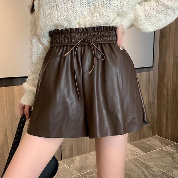 women's shorts ljsxls 2021 casual elastic high waist wide leg pu leather women autumn winter korean fashion loose black female, White;black
women's shorts ljsxls 2021 casual elastic high waist wide leg pu leather women autumn winter korean fashion loose black female, White;black