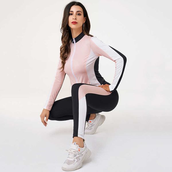 women's shorts spring summer womens sport suit fashion two pieces color patchwork long sleeve slim suits 63df, White;black
women's shorts spring summer womens sport suit fashion two pieces color patchwork long sleeve slim suits 63df, White;black