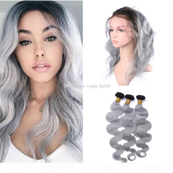 silver grey two tone hair with 360 frontal 9a 1b grey ombre body wave virgin human hair bundles with full lace band closure, Black;brown
silver grey two tone hair with 360 frontal 9a 1b grey ombre body wave virgin human hair bundles with full lace band closure, Black;brown