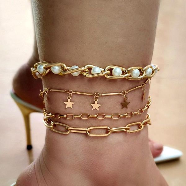anklets multilayer golden star charms metal chain anklet bracelet for women white imitation pearls cuban link iced out jewelry, Red;blue
anklets multilayer golden star charms metal chain anklet bracelet for women white imitation pearls cuban link iced out jewelry, Red;blue