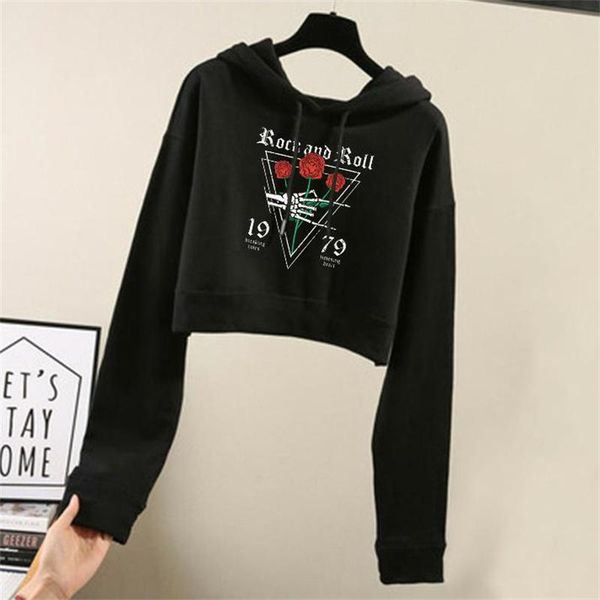 women's hoodies & sweatshirts vintage rose hoodie ladies long sleeve short crop spring and autumn warm top, Black
women's hoodies & sweatshirts vintage rose hoodie ladies long sleeve short crop spring and autumn warm top, Black