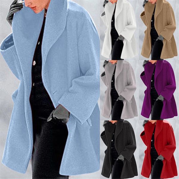 women's wool & blends women 2021 winter warm fashion loose woolen lapel jacket coat vintage long sleeve side pockets outerwear chic ove, Black
women's wool & blends women 2021 winter warm fashion loose woolen lapel jacket coat vintage long sleeve side pockets outerwear chic ove, Black